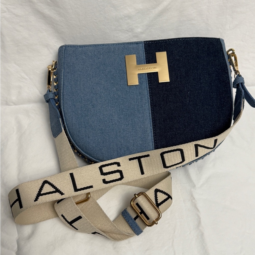 Halston Heritage Blue Denim Crossbody Bag